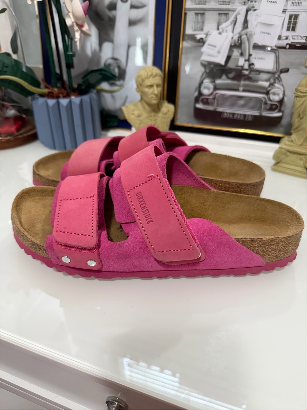 Authentic Birkenstock Pink Suede Triple-Strap Sandals. Size 40.us 9. - Picture 3 of 9